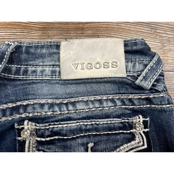 Vigoss The New York Boot Cut Jeans Size 9/10 Flap Back Pockets Distressed - Picture 10 of 16